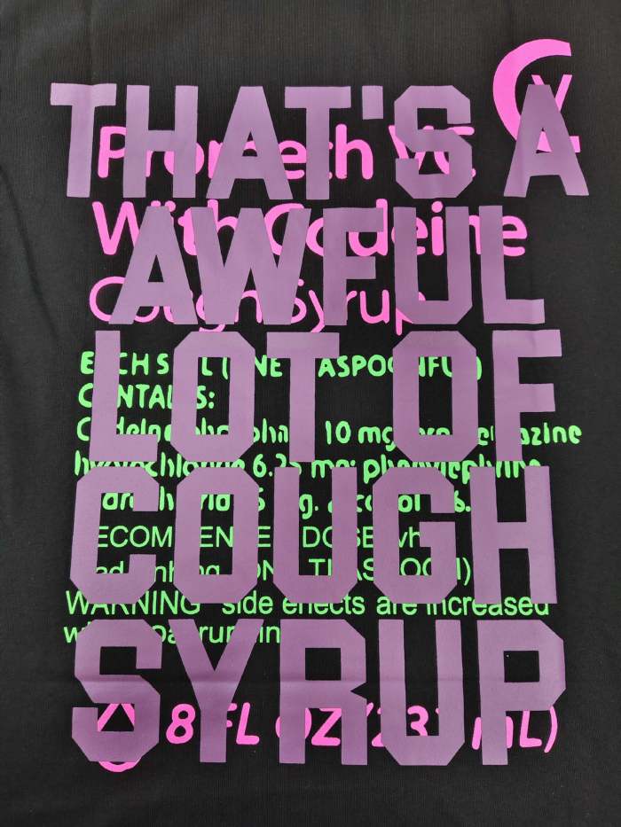 Cough syrup Blue Bird-headed Bottle Print Tee