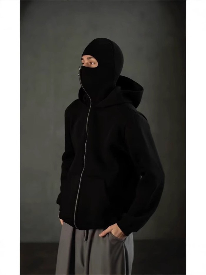 Double-Layer Hooded Zipper hoodie balaclava 9 colors 28677389