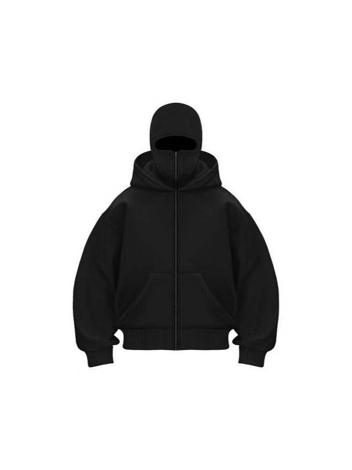 Double-Layer Hooded Zipper hoodie balaclava 9 colors 28677389
