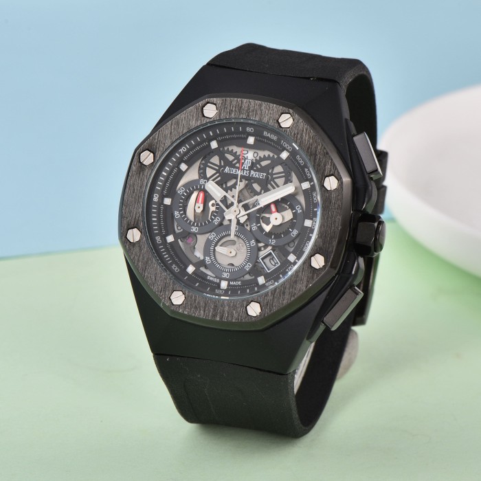 Octagonal Black Dial Screw-Mounted Luminous Quartz Movement Watch【Dial diameter：42mm/12mm】6 colors