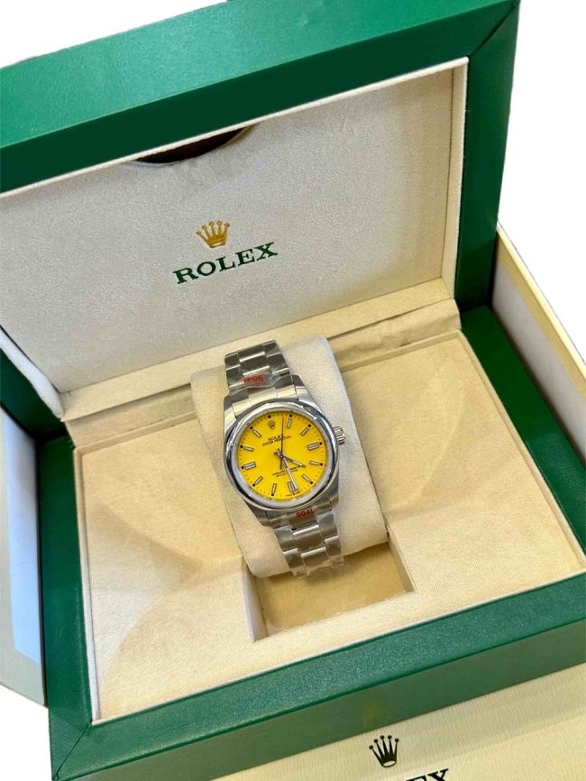 Oyster Perpetual Yellow Dial Quartz Movement Watch【Dial diameter：35mm】