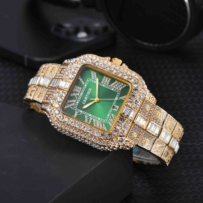 Luxury Full Cubic Zirconia Inlay Quartz Movement Watch 16 colors