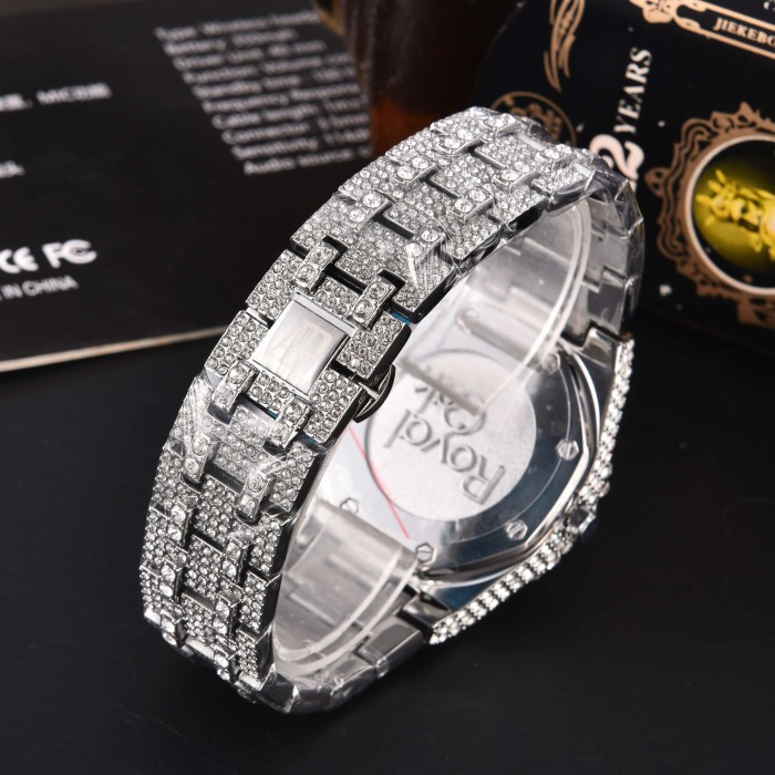 Royal Oak Different Dials Cubic Zirconia Inlay Quartz Movement Watch 11 colors