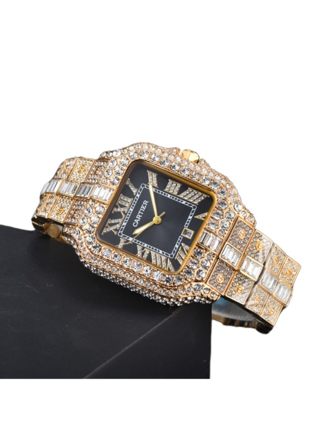 Luxury Full Cubic Zirconia Inlay Quartz Movement Watch 16 colors