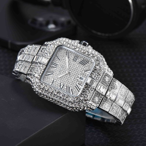 Full Cubic Zirconia Inlaid Dial Quartz Movement Watch 12 colors