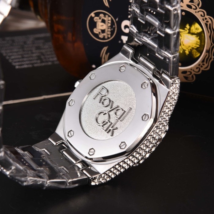 Royal Oak Different Dials Cubic Zirconia Inlay Quartz Movement Watch 11 colors