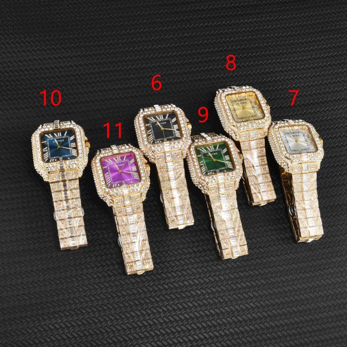 Luxury Full Cubic Zirconia Inlay Quartz Movement Watch 16 colors