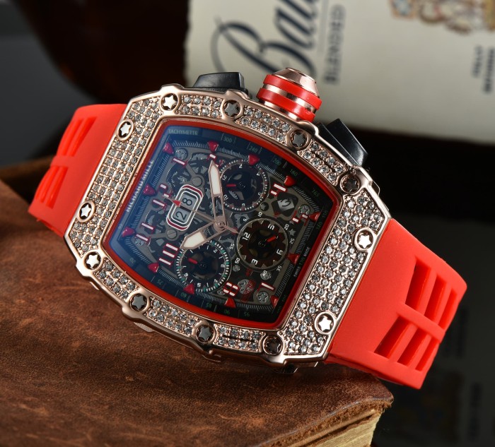 Silicone Strap Tonneau Shaped Cubic Zirconia Inlay Quartz Movement Watch 12 colors
