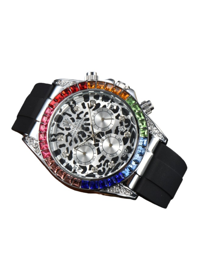 Colorful Cubic Zirconia Inlay Quartz Movement Watch 12 colors