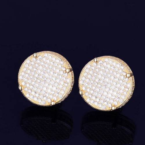 Hip-hop Minimalist Copper Inlaid Zircon Large Round Stud Earrings 3 colors