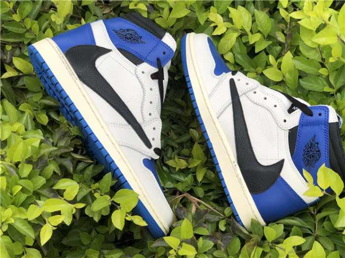 Tr@vis Scott x Fr@gment x Air Jord@n 1 Retro Blue White High Top Basketball Shoes