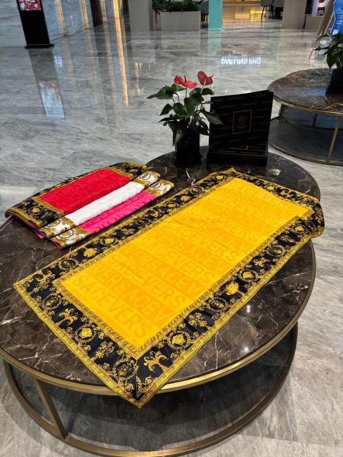 Border Baroque Pattern Jacquard Bath Towel Three-Piece Set 5 colors