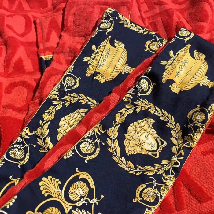 Golden Waistband Solid Color Cut Pile Jacquard Bathrobe 2 colors