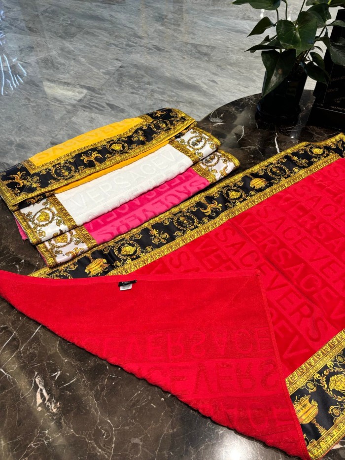 Border Baroque Pattern Jacquard Bath Towel Three-Piece Set 5 colors
