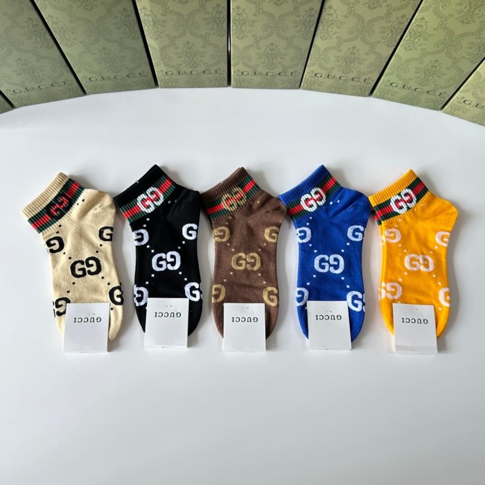 Double G Bright Color Mid-Calf Socks 5 Pairs per Box