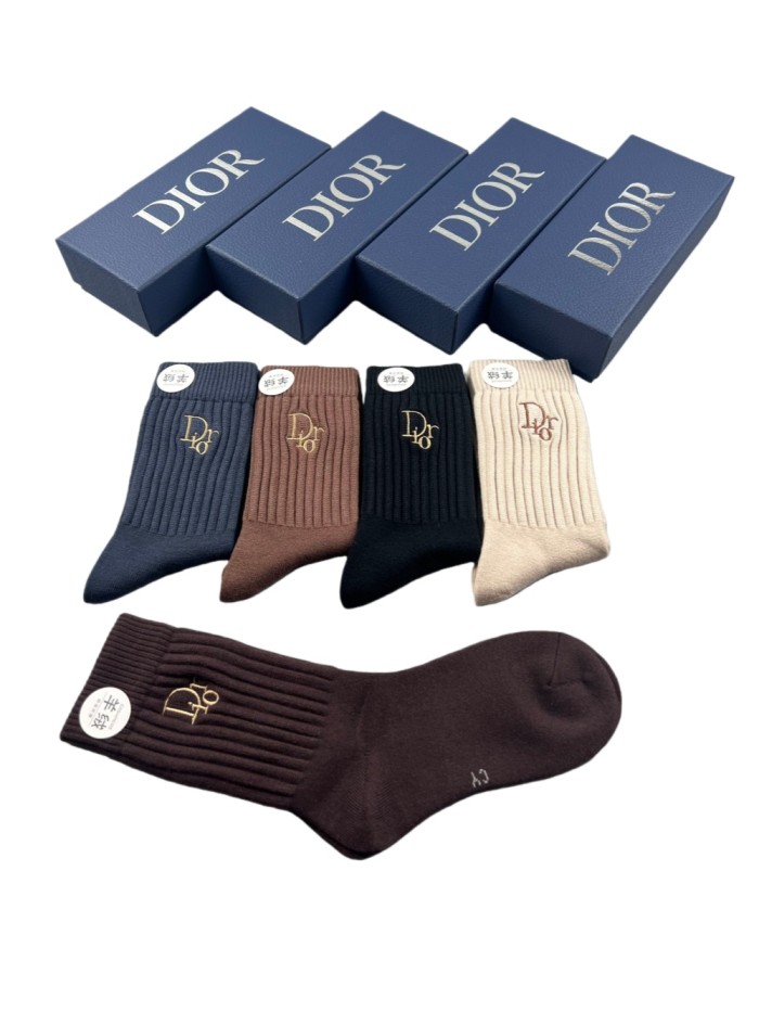 Double-Needle Craft Cashmere Socks 5 Pairs per Box