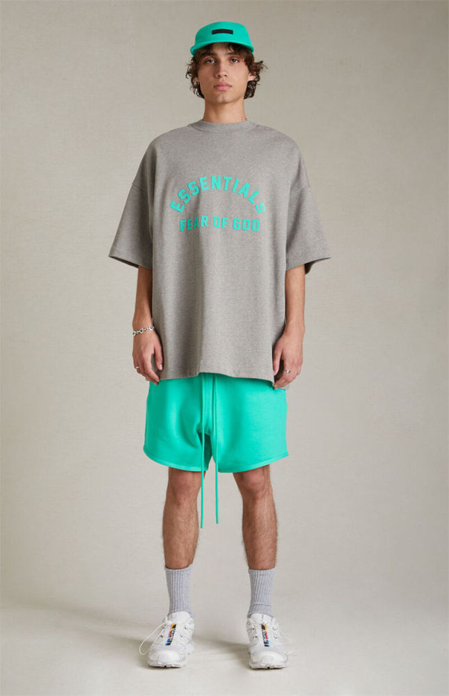 Fear of God Essentials 1:1 quality version 3D Silicone Curved Logo T-shirt & Shorts Set 5 colors