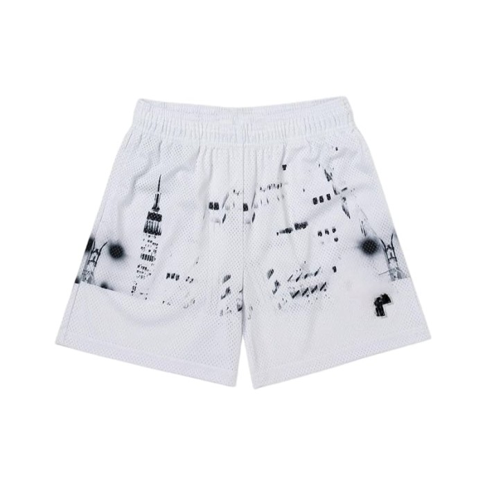 Black White Night View Digital Print Mesh Shorts 2 colors