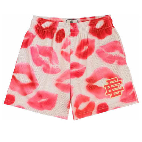 Red Lips Digital Print Mesh Shorts 3 colors
