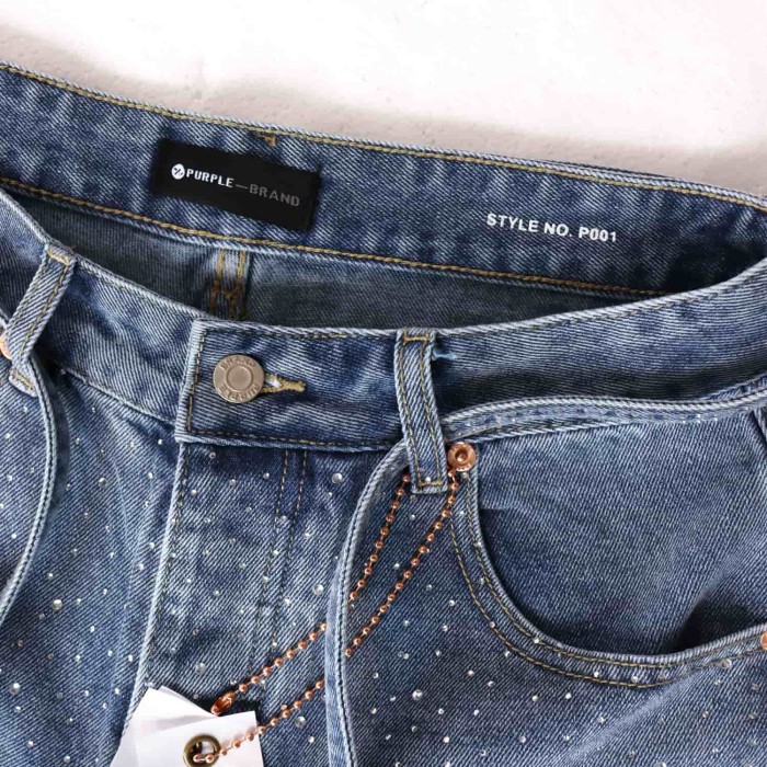 Purple Brand Galaxy Rhinestone Decorative Belt Denim Shorts 2 colors
