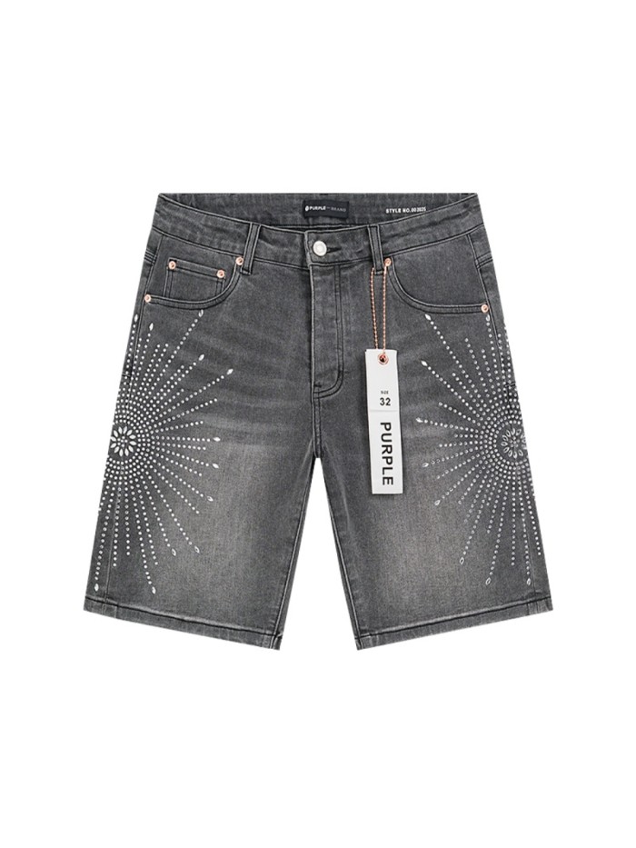 Purple Brand Radiant Starburst Rhinestone Denim Shorts 2 colors