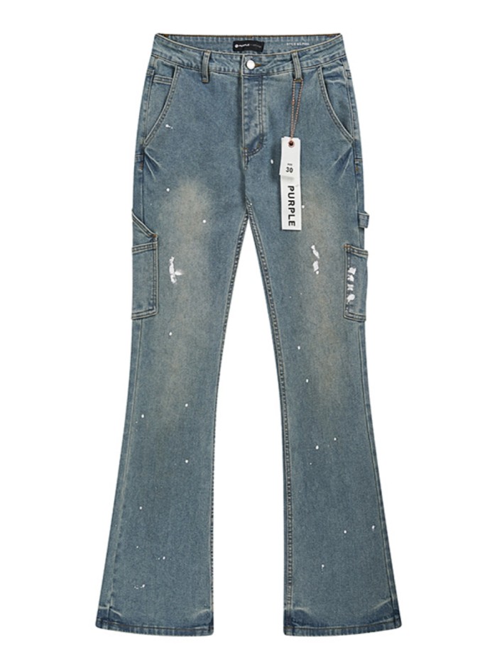 White Splatter-Print Flared Jeans 28678943