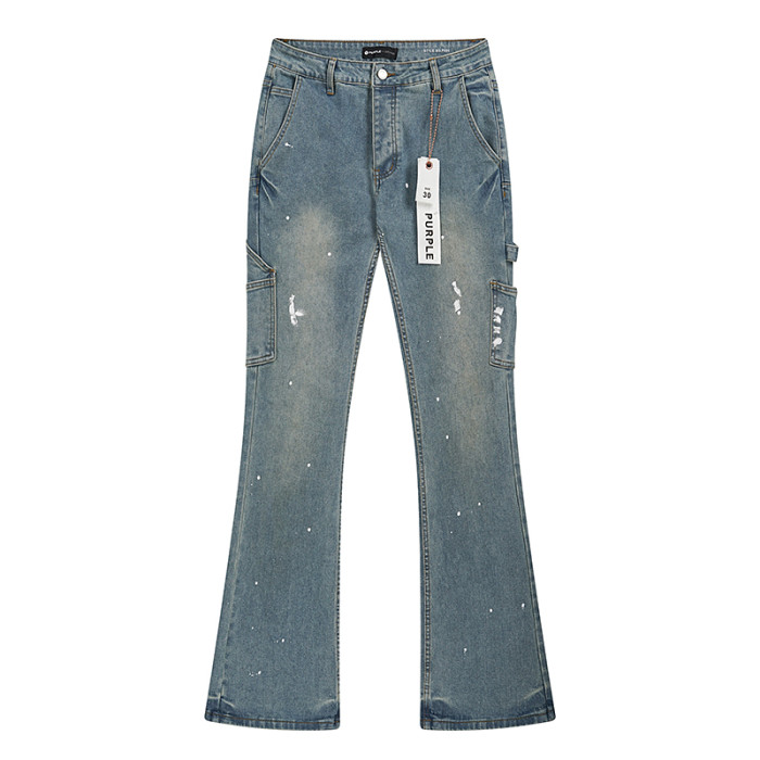 White Splatter-Print Flared Jeans 28678943