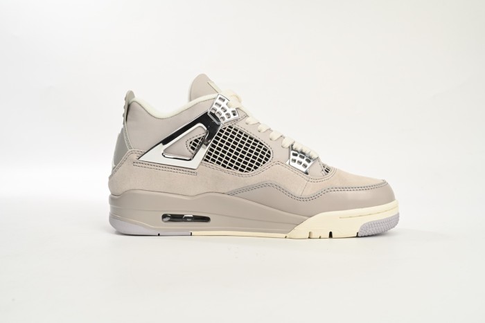 AJ4 Frozen Moments Metallic Silver Retro Basketball Sneakers
