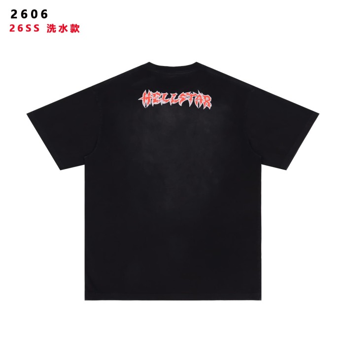 Hellstar Flame Logo Double-Sided Print Washed T-Shirt Tee