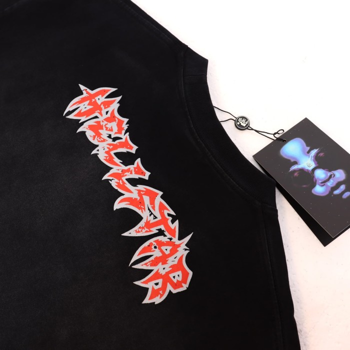 Hellstar Flame Logo Double-Sided Print Washed T-Shirt Tee