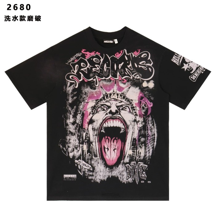 Hellstar Gothic NYC Graffiti Print Washed & Distressed Oversized Tee