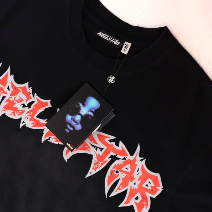Hellstar Flame Logo Double-Sided Print Washed T-Shirt Tee