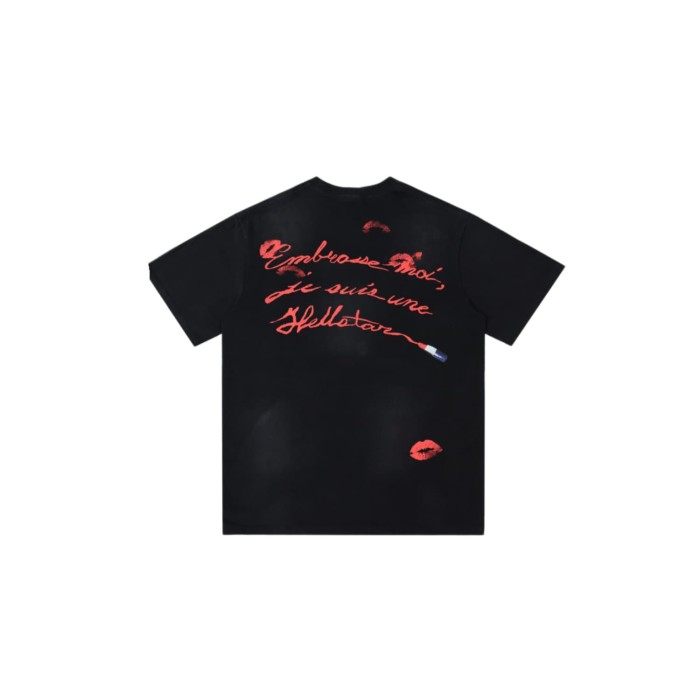 Hellstar Kiss Mark Double-Sided Print Washed Streetwear Tee 2 colors