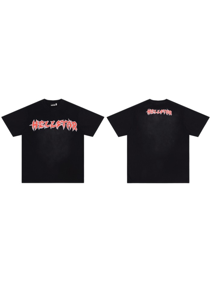 Hellstar Flame Logo Double-Sided Print Washed T-Shirt Tee