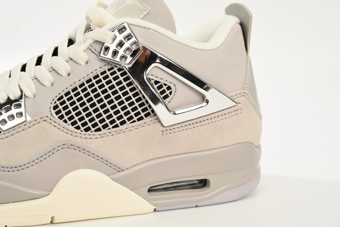 AJ4 Frozen Moments Metallic Silver Retro Basketball Sneakers