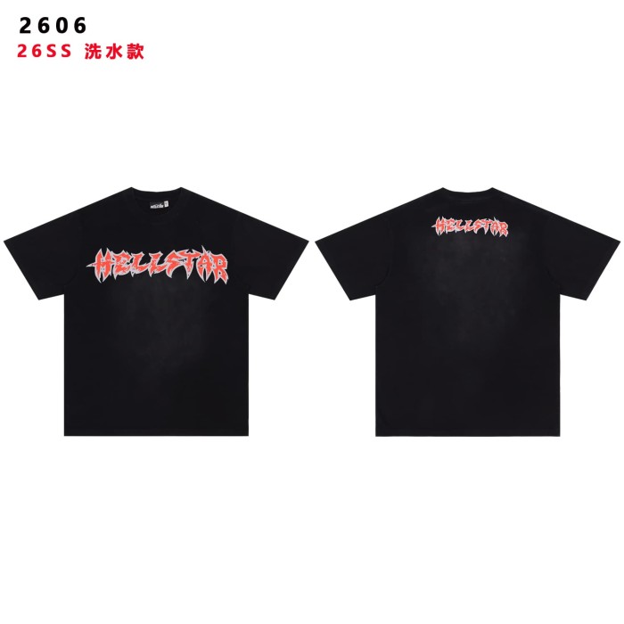 Hellstar Flame Logo Double-Sided Print Washed T-Shirt Tee
