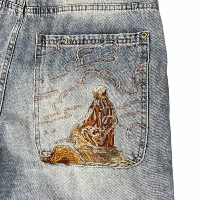 Camel Embroidered Blue Jorts 28972727