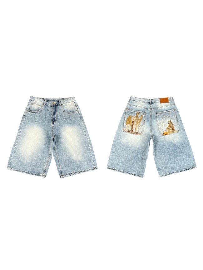 Camel Embroidered Blue Jorts 28972727
