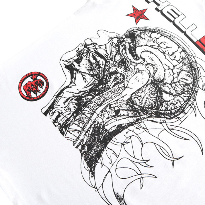 Human evolution skull print tee