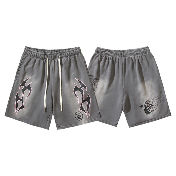 Hellstar Studio Pink Wrap Printed Distressed Drawstring Shorts