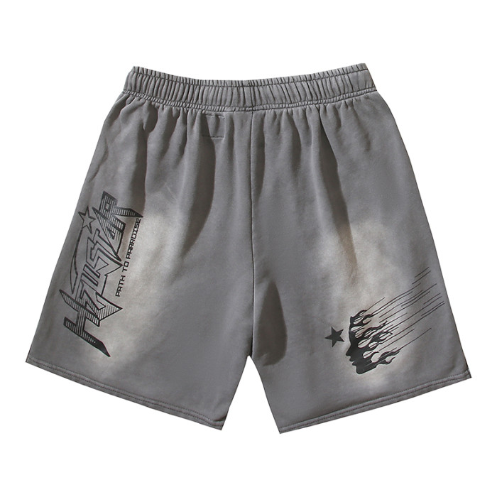 Hellstar Studio Pink Wrap Printed Distressed Drawstring Shorts