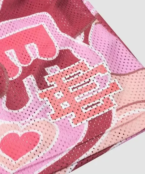 Round Heart E Digital Print Mesh Shorts 3 colors