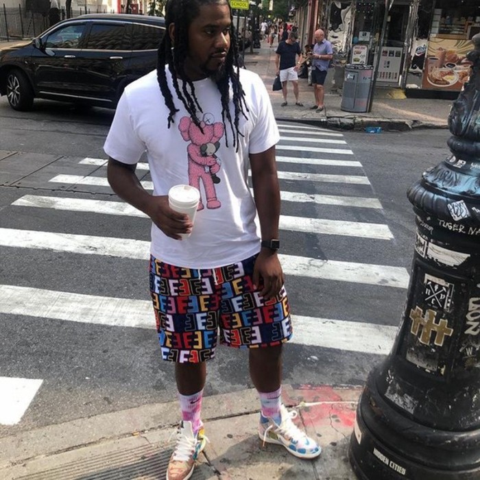 Color-blocking and Colorful Double E Digital Print Mesh Shorts 2 colors