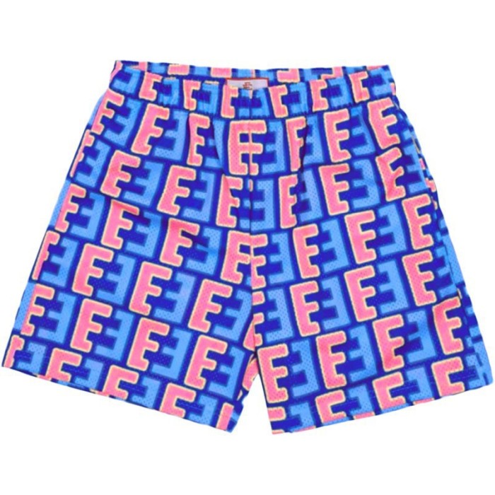 Color-blocking and Colorful Double E Digital Print Mesh Shorts 2 colors
