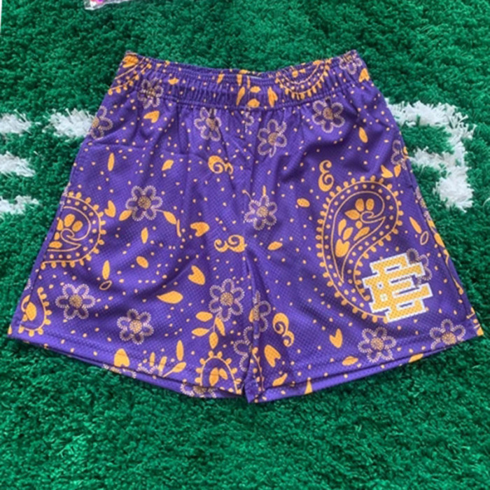 Golden Cashew Flower Print Mesh Shorts 2 colors