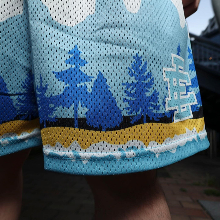 Forest Mountains Digital Print Mesh Shorts 7 colors