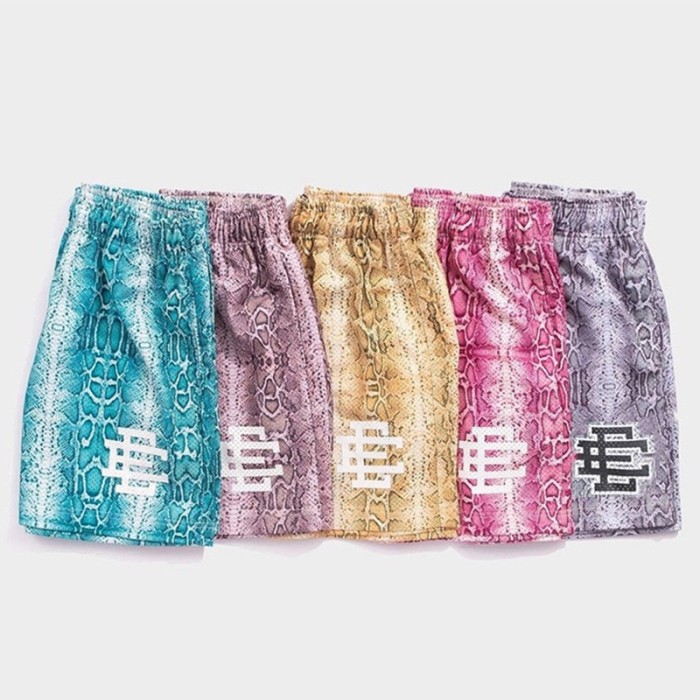 Snake-skin Texture Full-print Mesh Shorts 5 colors