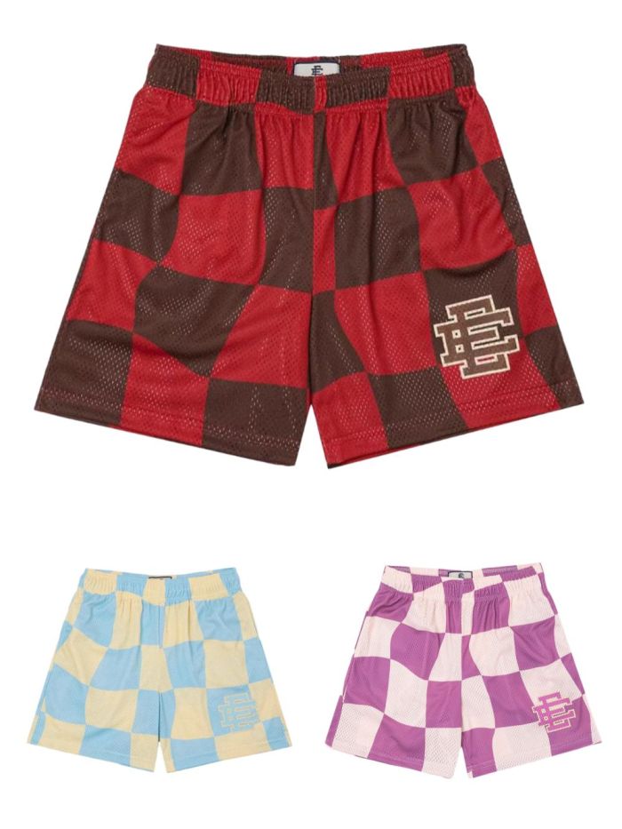 Twisted Checkerboard Digital Print Mesh Shorts 3 colors