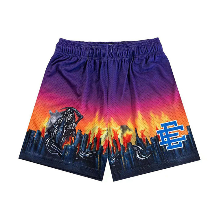 Street Comic Gradient Digital Print Mesh Shorts 4 colors