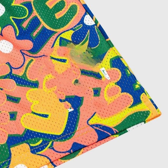 Color-blocking Floral Digital Print Mesh Shorts 6 colors